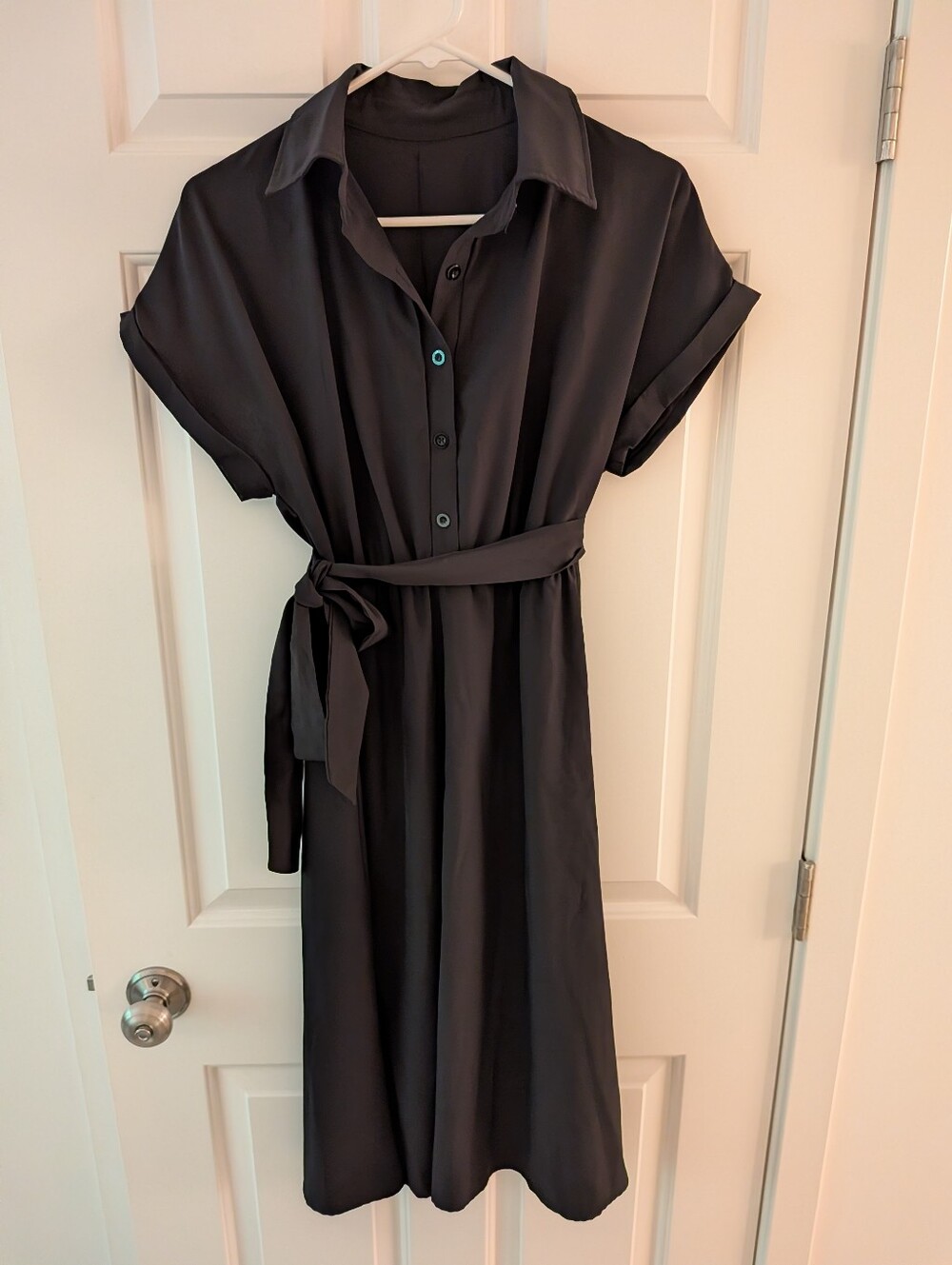 Women's Unbranded Classic Black Shirt Dress with Waist Tie Size M